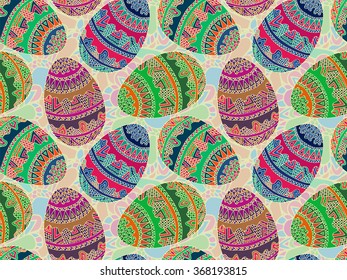 Easter zentangle eggs pattern. Ethnic creative pattern. Spring Easter holiday. Vector illustration can be used for web design, surface textures, printed productes and other.