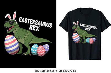 Easteraurus Rex With Bunny Ears Vector T-Shirt Design