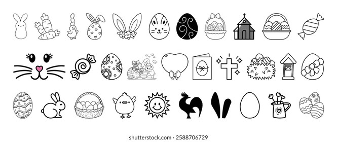 Easter,Happy Easter, Easter Sunday, Christian, Festival icon set collection vector design