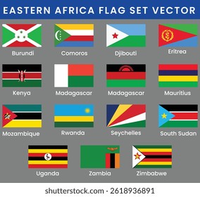 Eastern Africa National Flags Collection Vector.