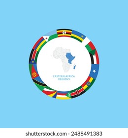 Eastern African Union Regions Flags Stock vector