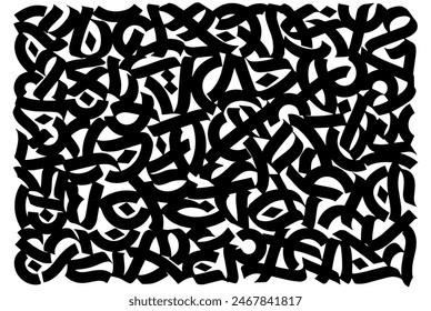 Eastern Arabian Background. Calligraphy texture vector illustration. Hand drawn modern style expressive grunge gothic background graffiti pattern. Decorative ornament, abstract wallpaper, print design