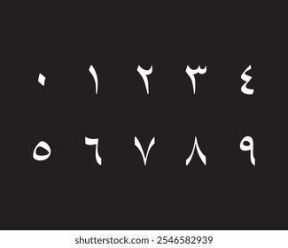 Eastern arabic numerals set on black background vector. Set, collection, numerals, number, arabian, arabic, black, sign. Can use for infographic, banner, poster, web design. 