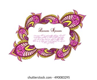 Eastern border - label frame with persian ornament. Vector decor in decorative style