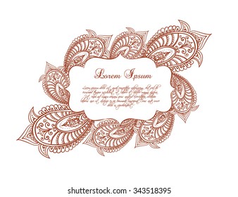 Eastern border - lable frame with persian ornament. Vector decor in decorative style