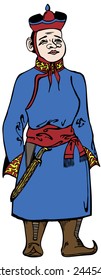 Eastern boy in traditional clothes vector illustration