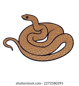 Eastern brown snake Aussie fauna color vector character. Full body poisonous reptile animal on white. Simple cartoon style illustration