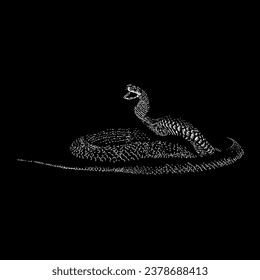 eastern brown snake hand drawing vector isolated on black background.