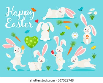 Eastern bunny vector illustration. Happy rabbit for easter banner collection.