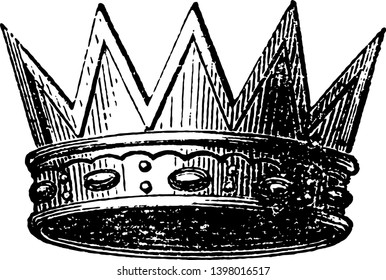 Eastern Crown also called the Radiated vintage line drawing or engraving illustration.