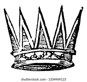 Eastern Crown with rays proceeding from a circle, vintage line drawing or engraving illustration.