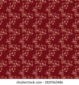 Eastern curly ornament. Seamless pattern. Birds sit on twigs. Vector graphics. Cartoon, flat. Design of packaging, textiles, paper, fabrics in ethnic style.