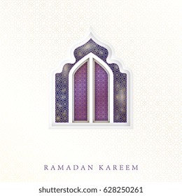 Eastern design of the door to the mosque. The perfect backdrop for greetings Ramadan Kareem. Vector illustration.