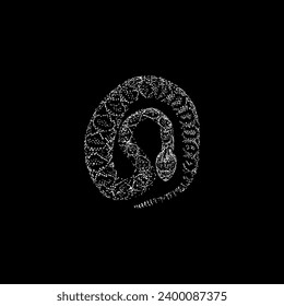 eastern diamondback rattlesnake hand drawing vector isolated on black background.