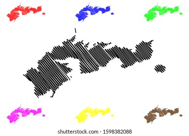 Eastern District, American Samoa (Unincorporated and unorganized U.S. territory, United States of America) map vector illustration, scribble sketch Western Samoa (Tutuila, Aunu'u island) map