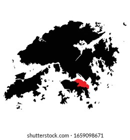 Eastern District highlighted on Hong Kong map Vector EPS 10