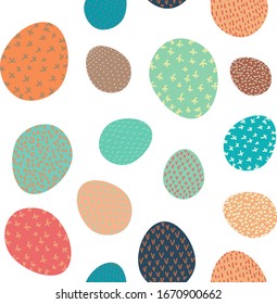 Eastern eggs colourful  modern vector seamless pattern. For textile, wrap paper, cards banner design.