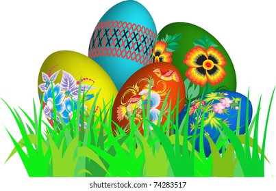 Eastern eggs on the grass