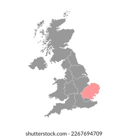 Eastern England, UK region map. Vector illustration.