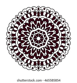 Eastern ethnic mandala. Round symmetrical pattern.