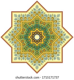 Eastern ethnic motif, traditional geometrical muslim ornament. Element for design. Vector arabic floral illustration 