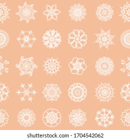 Eastern ethnic style compositions, mehendi, traditional indian henna floral ornament. Seamless pattern, background. Vector illustration.