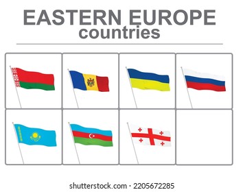 Eastern Europe  Countries Flags. Vector