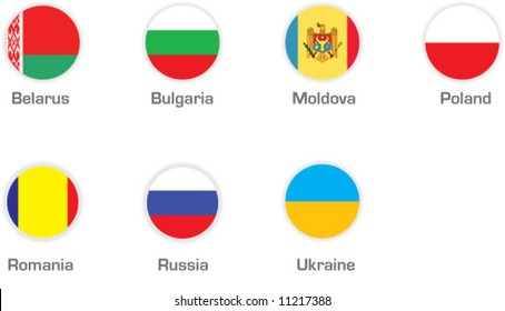 Eastern European Countries Flags Set Glossy: เวกเตอร์สต็อก (ปลอดค่า