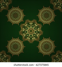 Eastern gold on a green background. Islamic card background.