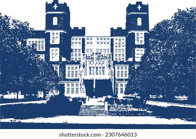 Eastern High School (Editable) - Vector Illustration