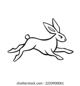Eastern horoscope symbol easter bunny, rabbit line and vector illustration