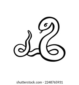 Eastern horoscope symbol of wisdom snake line and vector illustration