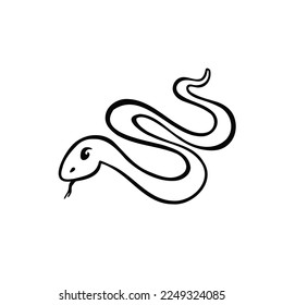 Eastern horoscope symbol of wisdom snake line and vector illustration