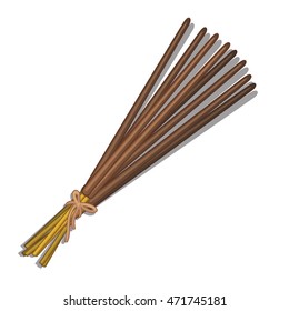 Eastern Incense Sticks Isolated On White Background. Vector Cartoon Close-up Illustration.
