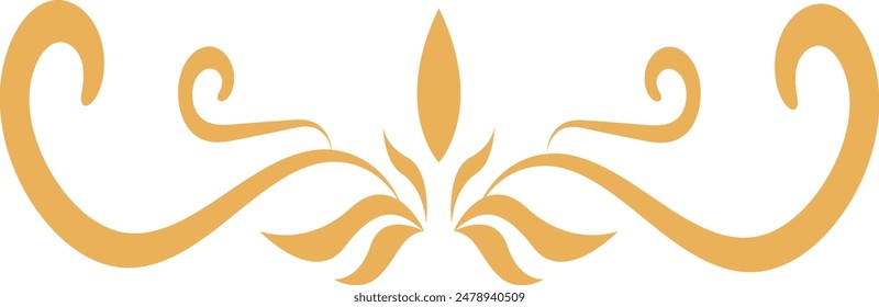 Eastern Islamic Flower Divider Icon. Isolated on White Background. Vector Illustration in Abstract Design.
