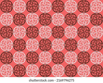 Eastern Korea Japanese traditional ancient pattern. Decorative geometric illustration ornament. Retro vintage fabric