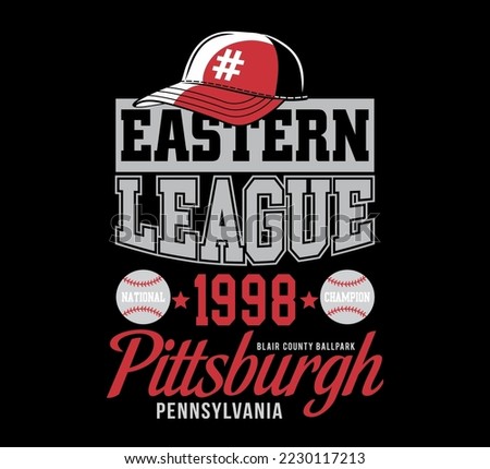 Eastern League Baseball player with Cap. For Kids Boys design