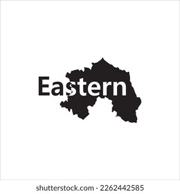 Eastern Macedonia map and black letter design on a white background