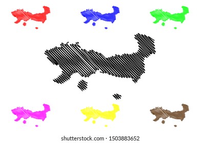 Eastern Macedonia and Thrace Region (Greece, Hellenic Republic, Hellas) map vector illustration, scribble sketch Eastern Macedonia and Thrace map