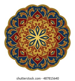 Eastern mandala on a white background. Vector elegance ornament. Design element for any surface. Stylized template for carpet.