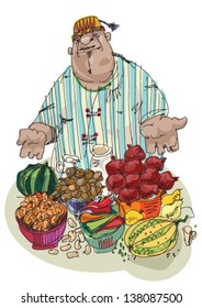 eastern market - vendor - cartoon