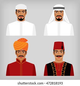 Eastern men in traditional clothes. vector illustration - eps 8