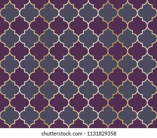 Eastern Mosque Vector Seamless Pattern. Ramadan mubarak muslim background.  Holy month ramadan kareem mosque pattern with gold grid mosaic.  Islamic textile grid design of lantern shapes tiles