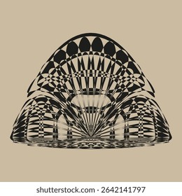 Eastern ornamental arch. Intricate vector design. Stylized architectural element. Decorative pattern.