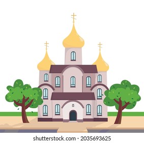 Eastern Orthodox church. Building. Vector illustration