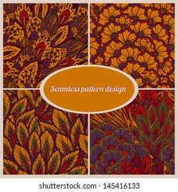 Eastern pattern. Set of 4 Patterns. Seamless pattern can be used for wallpaper, pattern fills, web page background,surface textures. Gorgeous seamless background