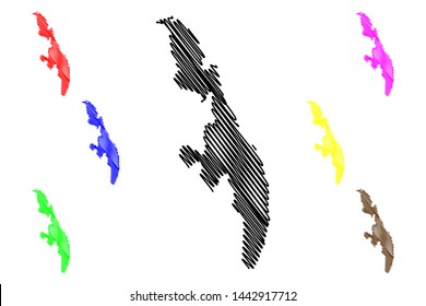 Eastern Province, Sri Lanka (Administrative divisions, Democratic Socialist Republic of Sri Lanka, Ceylon) map vector illustration, scribble sketch Eastern map