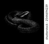 eastern racer snake hand drawing vector isolated on black background.