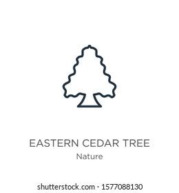 Eastern redcedar tree icon. Thin linear eastern redcedar tree outline icon isolated on white background from nature collection. Line vector sign, symbol for web and mobile