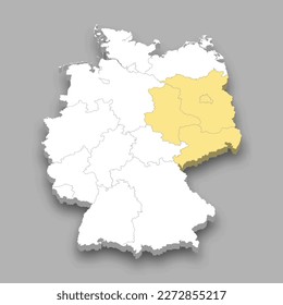 Eastern region location within Germany 3d isometric map